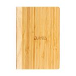 A Bamboo Notebook with a natural wood finish, featuring a logo that reads "Auntie's Pet Shop."
