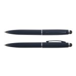 A set of Starion metal pens featuring a sleek dark blue design, including a ballpoint variant and a stylus tip option.