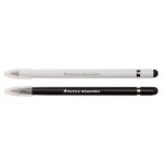 Two Mirage Aluminium Inkless Pens in black and white, featuring the branding "Puzzle Dominion" near the grip.