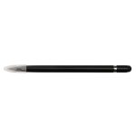 A black aluminum inkless pen with a transparent cap and a sleek, minimalist design. It features a logo.