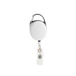 A Premium Retractable ID Badge Holder with a white circular casing and a clear badge clip.