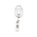 A Premium Retractable ID Badge Holder featuring a clip for attachment and a retractable cord for easy access.