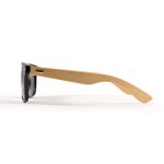 Bamboo sunglasses featuring a sleek black frame and unique bamboo arms.