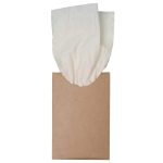 A box of Bamboo Tissues with two tissues partially pulled out from the top. The box has a simple brown exterior.