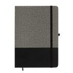 A Venture Bondi A5 Notebook featuring a textured grey cover with a black bottom section and an elastic band closure.