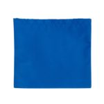 A reusable grocery bag made from recycled PET, featuring a vibrant blue color and a simple design.