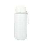 A drink bottle in sleek white, featuring a lid and a design that includes a logo. Ideal for everyday use.