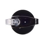 A drink bottle featuring a flip straw lid. The lid has a clear opening mechanism and a sleek black design.