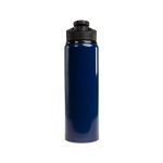 A drink bottle featuring a sleek navy design and a free flow lid, holding 750ml.