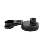 A drink bottle lid and handle in black, designed for a stainless steel vacuum bottle. Features an attached cap and grip.