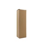 A plain brown cardboard box, upright and unopened.