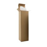 A tall, open cardboard box containing tissue paper, suitable for packaging items.