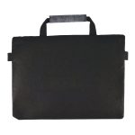 A black satchel with a top handle, made from RPET felt, featuring side flaps and a simple design.