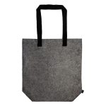A gray RPET gusset tote bag with black handles, featuring a spacious design.