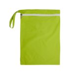 A bright green Cosi Wet Bag with a zip closure and a handle.
