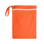 A bright orange Cosi Wet Bag featuring a zippered closure and a convenient handle.