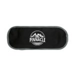 A black sleeve pouch with a grey border, featuring a logo for "Pinnacle Skiing & Climbing."