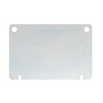 A transparent card with rounded corners and two holes at the top, designed for office use.