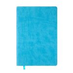 A turquoise Genesis A5 Notebook with a smooth cover and a ribbon bookmark.