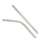 A set of silver straw pieces, including one straight and one bent, displayed against a white background.