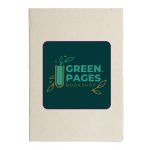 A booklet with a cream cover featuring a logo that includes green elements and a paperclip design.