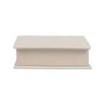 A cream-coloured note block with a simple, flat design. It features a lid and has a logo on the side.