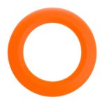An orange silicone flyer with a circular design.