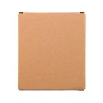 A plain brown cardboard box, featuring a simple rectangular design with flaps on the top for closure.