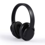 Black over-ear headphones with cushioned ear cups and a sleek design. Includes a case for storage.