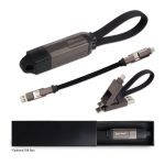 A multi-functional charging cable in grey and black, featuring a compact design with multiple connectors.