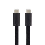 A black charging cable with USB-C connectors on both ends. The cable features a textured, woven design.