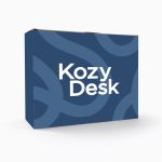 A boxed product named "Kozy Desk" featuring a blue design and a white logo.