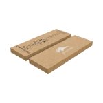 A rectangular recycled kraft tuck box in brown, featuring a logo, measures 170 x 58 x 12 mm.