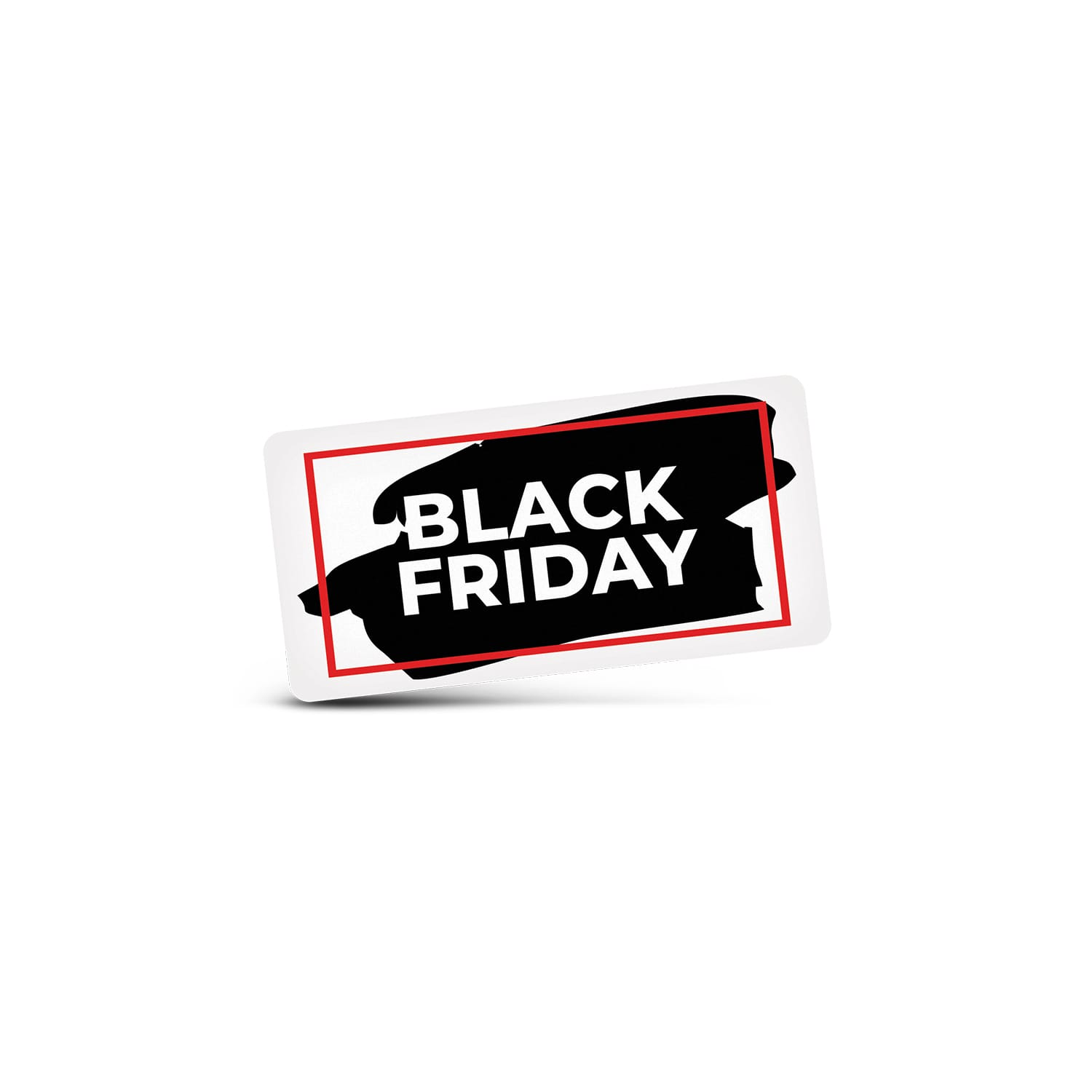 A rectangular sticker featuring a black brushstroke background with the words 'BLACK FRIDAY' in bold white text. AD Labels 40 x 20mm - Image 1