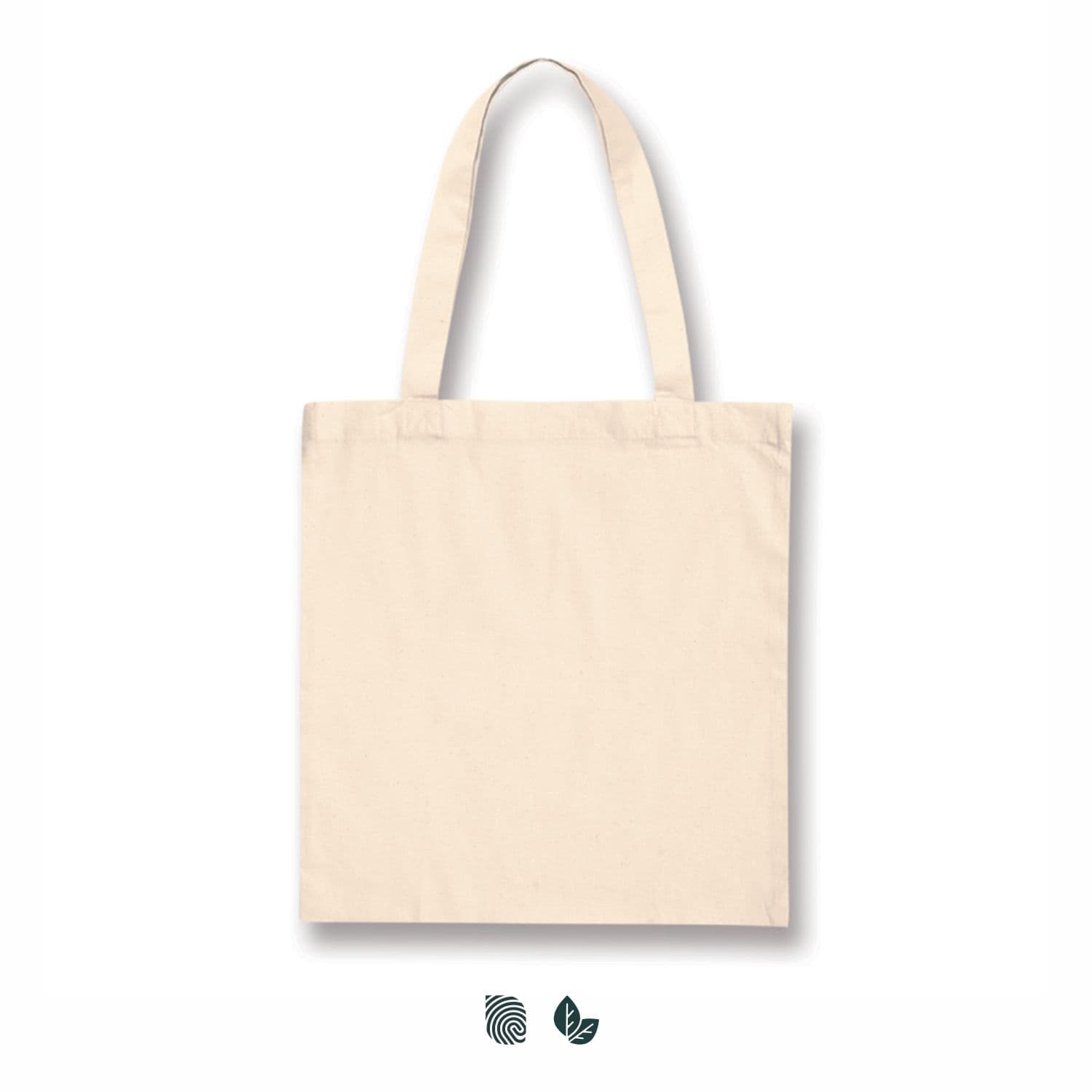 A plain beige cotton tote bag with two handles and a logo. The bag is rectangular in shape. Sonnet Cotton Tote Bag - Image 1