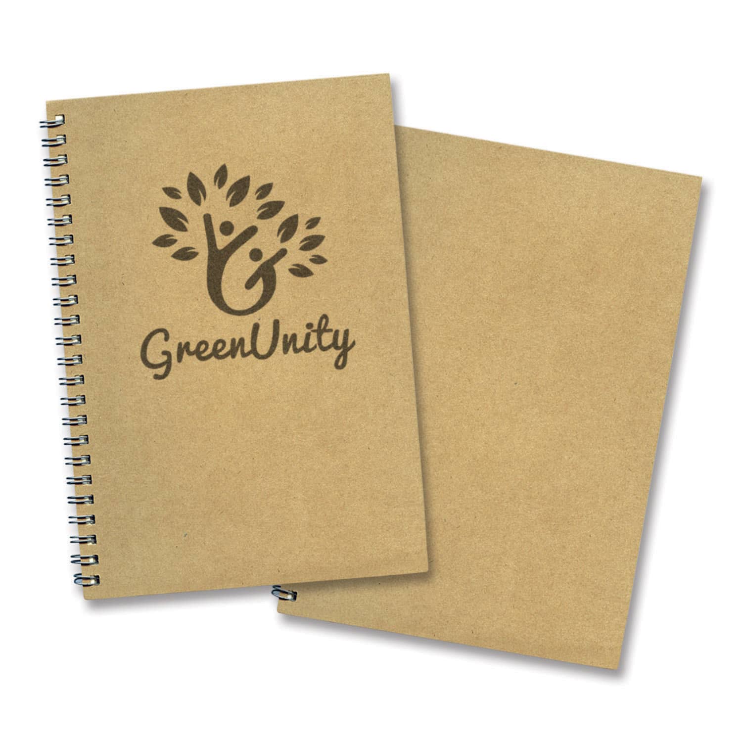 A medium kraft notepad with a spiral binding and a printed logo on the front cover. Kraft Note Pad - Medium - Image 1