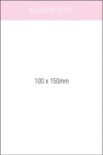 A white notepad with adhesive strip, measuring 100 x 150mm, featuring a logo at the top.