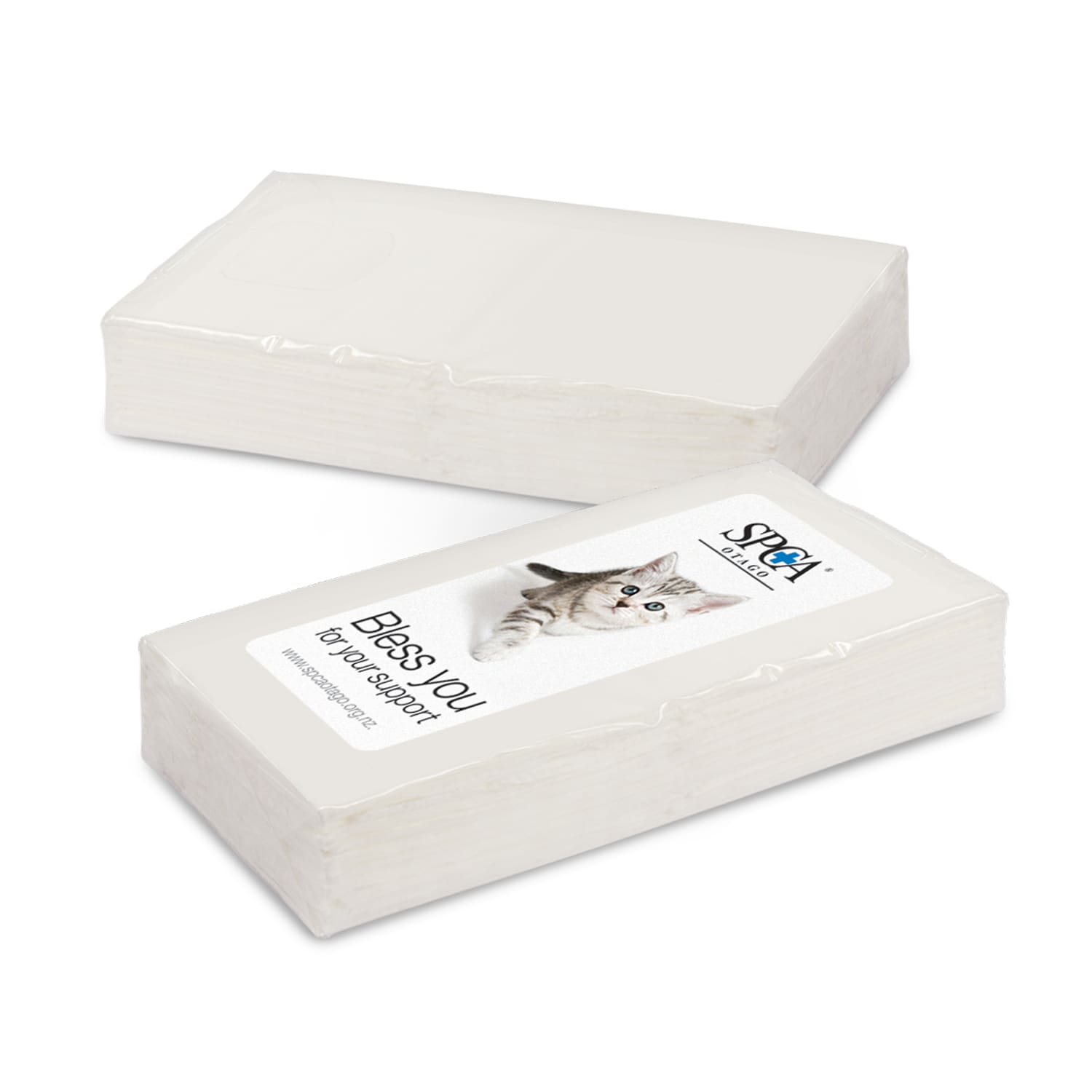 A stack of promotional tissues featuring a printed label with a cat image and the text "Best You for Your Support." Promo Tissues - Image 1