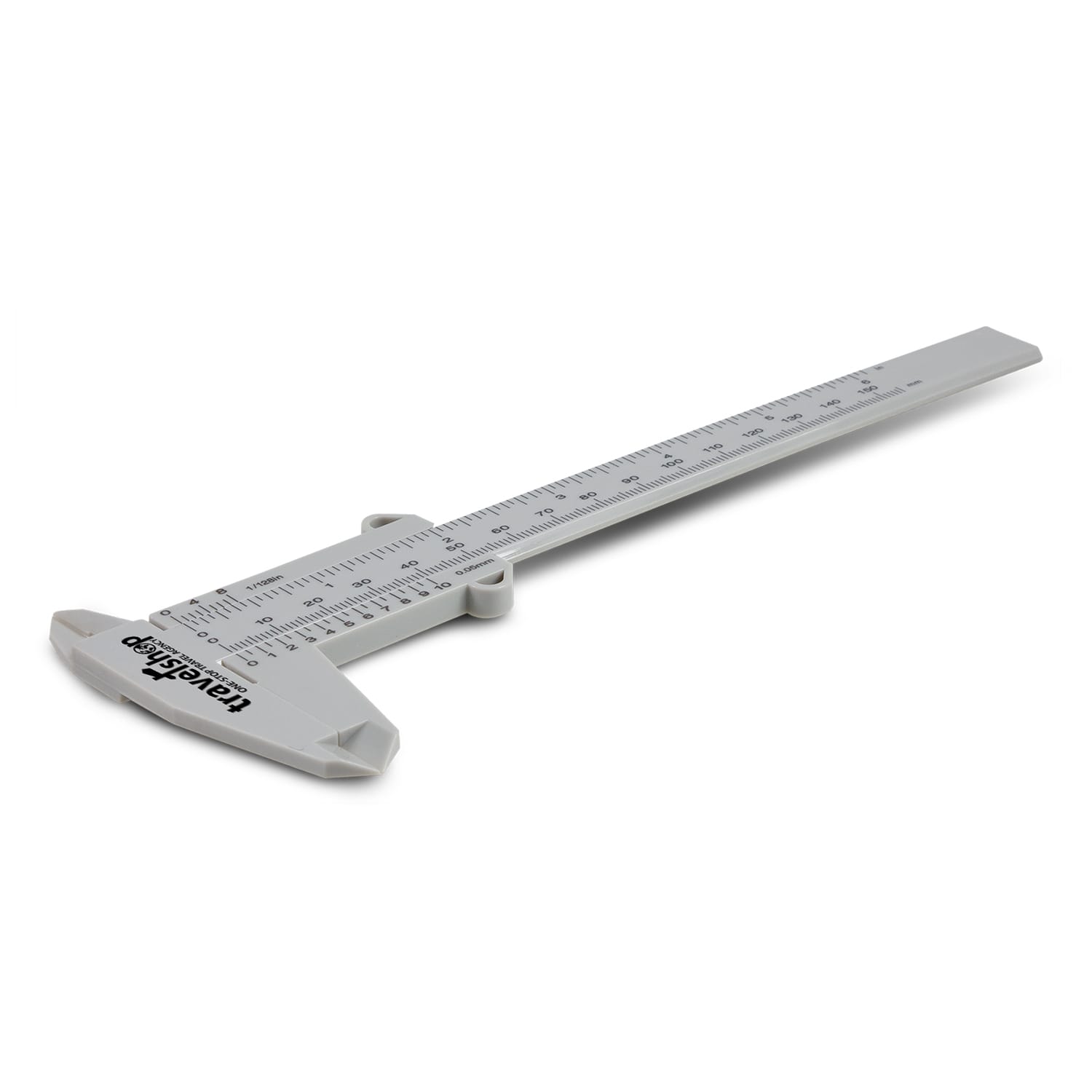 A Vernier caliper with a gray body, featuring both metric and imperial measurement scales for precision measurement. Vernier Caliper - Image 1