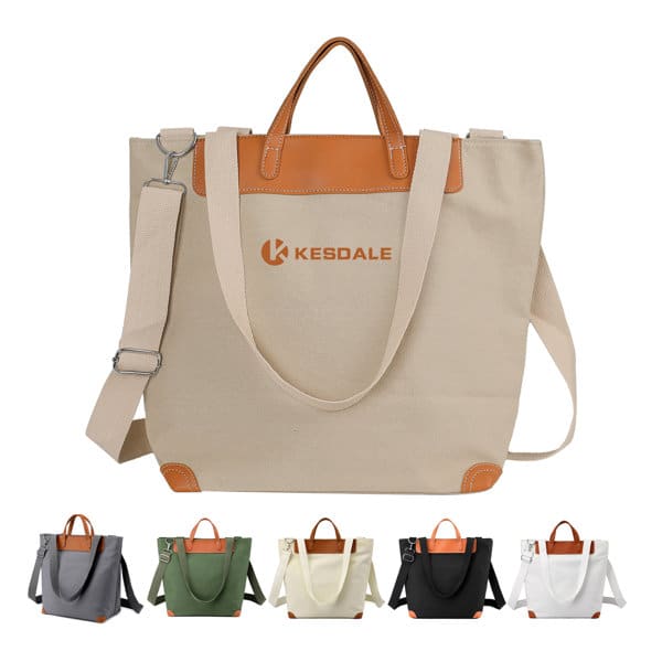 Large Capacity Canvas Tote Bag With Leather Handle Large Capacity Canvas Tote Bag With Leather Handle