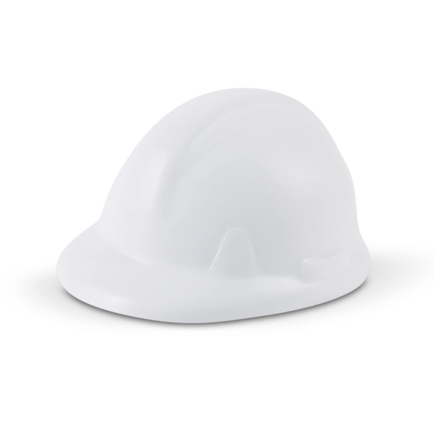 A stress-relief toy designed as a white hard hat, suitable for fun and games. Stress Hard Hat - Image 1