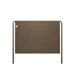 A brown canvas half apron featuring a large front pocket and ties on either side. It has a logo displayed.