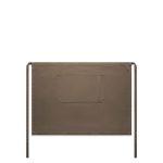 A brown canvas half apron featuring a large pocket and tie straps on both sides.