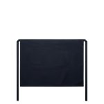 A black Carrie Half Apron featuring a front pocket and ties, designed for workwear use.