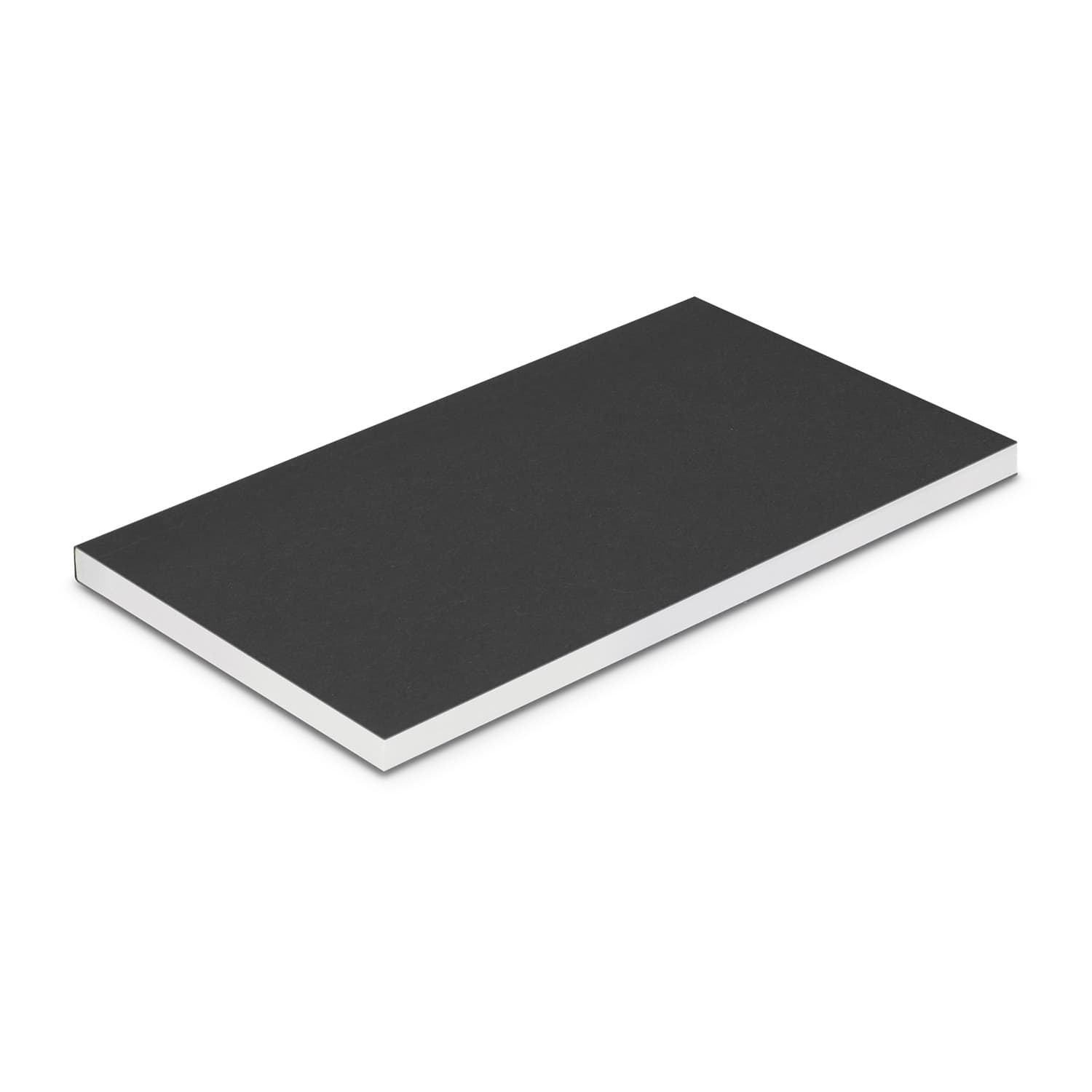 A small Reflex Notebook with a black cover and white edges, featuring a branding logo on the front. Reflex Notebook - Small - Image 1