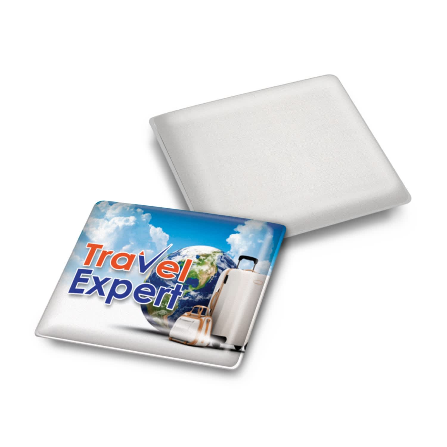 A square cleaning cloth featuring a globe and suitcase design with the text "Travel Expert." Star Flex Screen Cleaner - Image 1