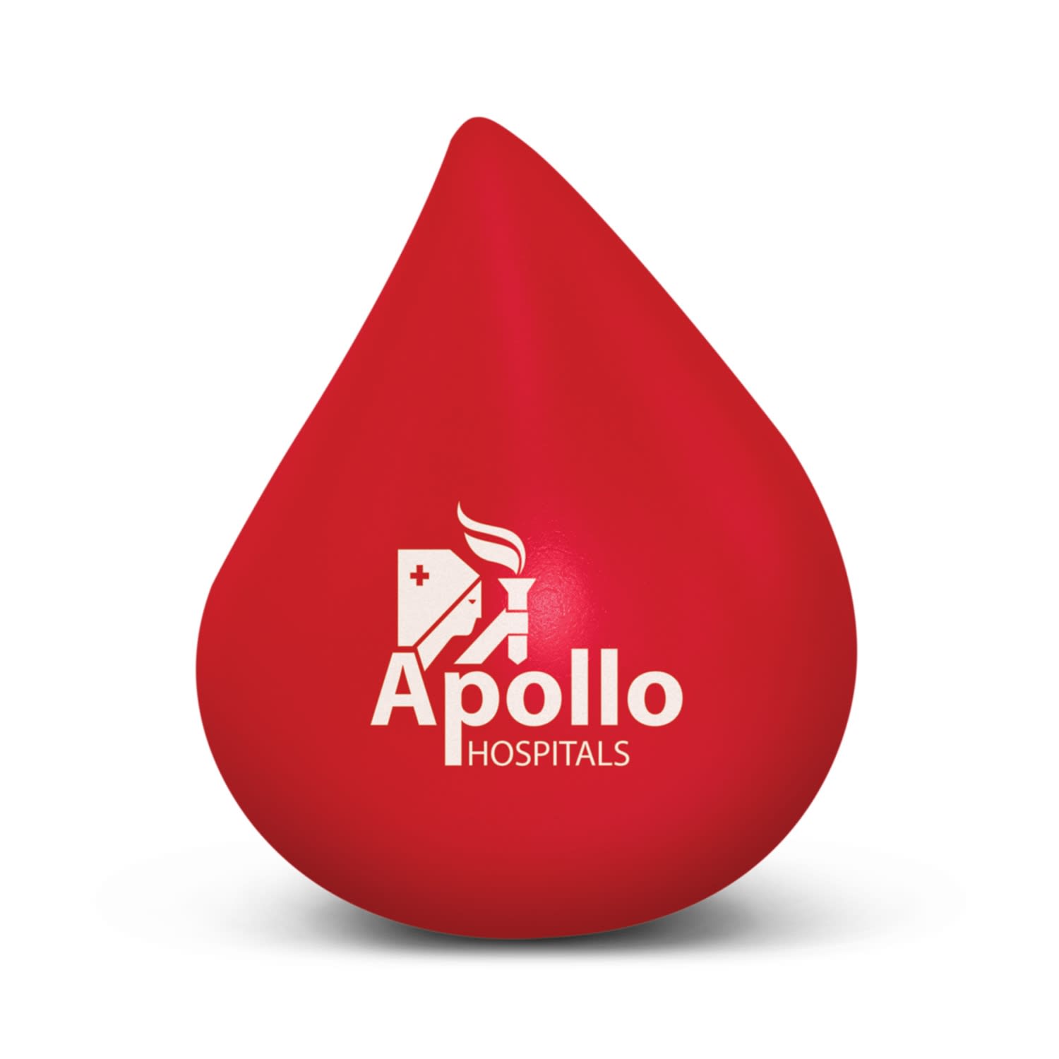 A red, teardrop-shaped stress ball featuring a logo. Ideal for stress relief and fun. Stress Blood Drop - Image 1