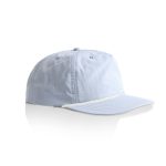 A light blue cap with a braided rope feature along the brim. It has a logo on the front.