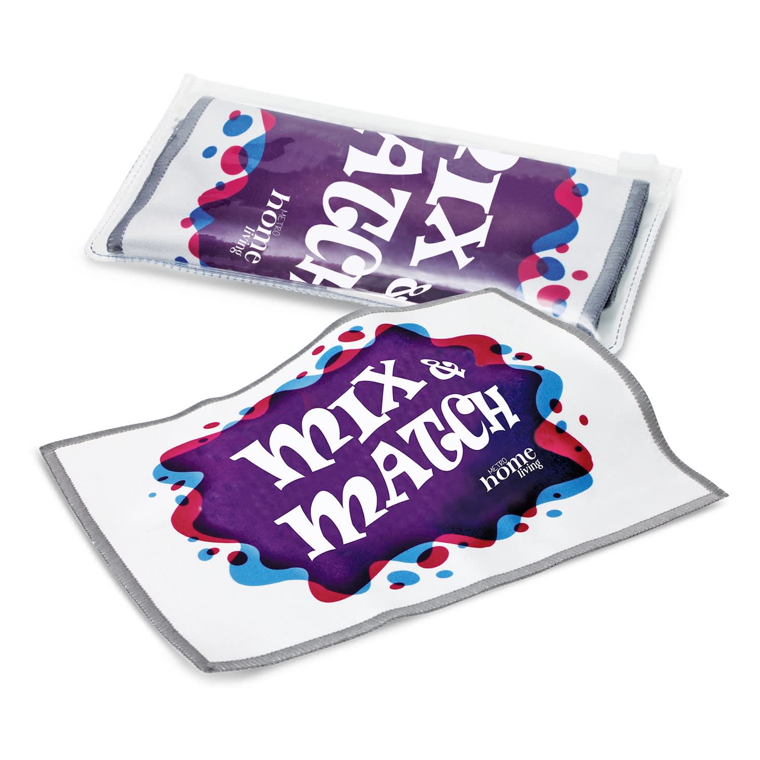 A set of two cleaning cloths in purple and white, featuring bold designs and a logo. Smart Screen Cleaner - Image 1