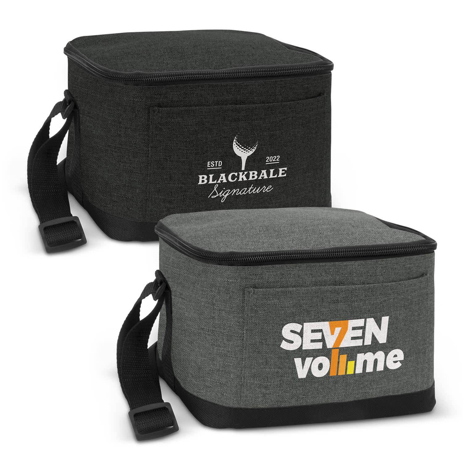 A green cooler bag with a handle, featuring a logo and zippered compartment on the front. Cascade Cooler Bag - Image 1